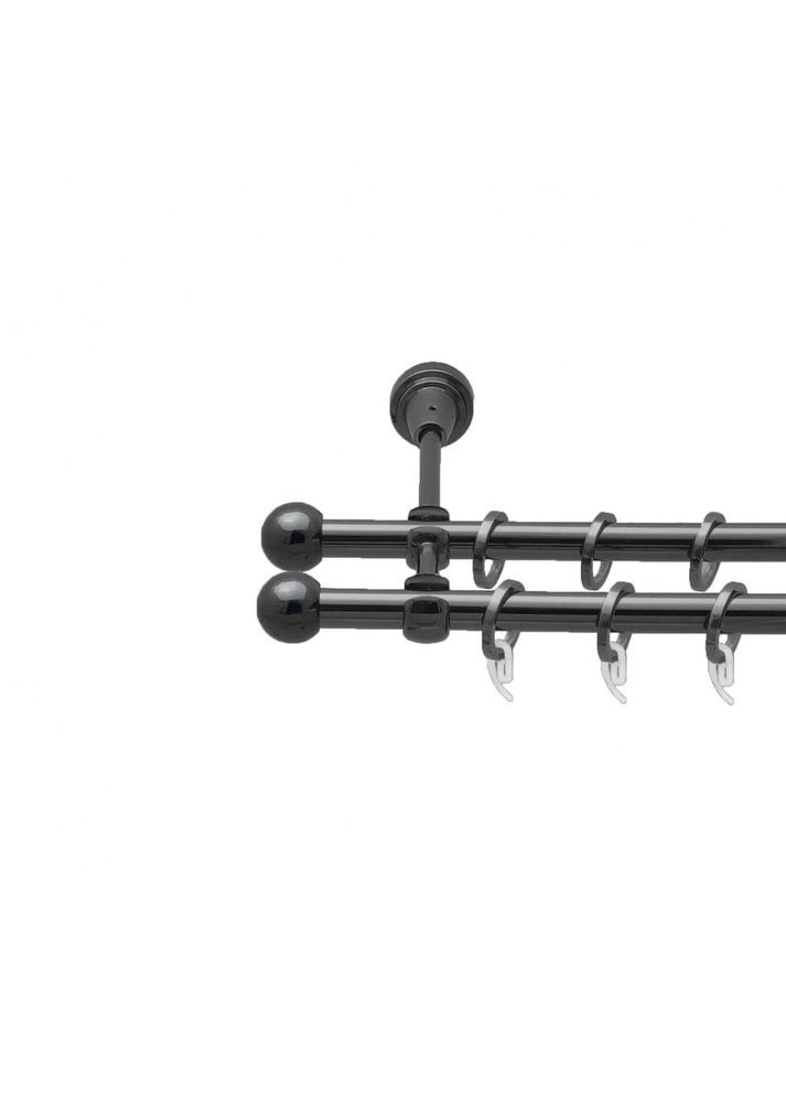 Карниз Куля Болонь металевий дворядний відкритий гладка труба кільце фасонне металеве Онікс 16\16 мм 300 см (4714281) ORVIT (300844542)