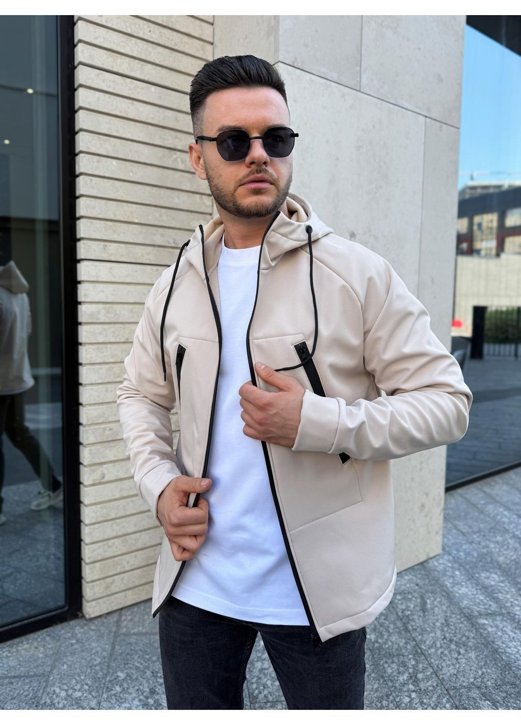 Бежева водовідштовхувальна куртка некст шел No Brand