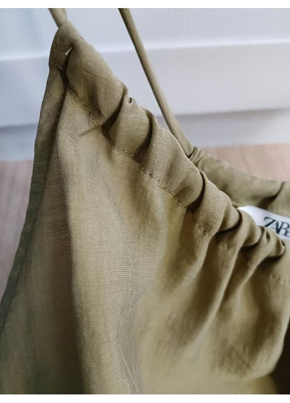 Оливковое (хаки) асимметричное струящееся платье из коллекции zw Zara