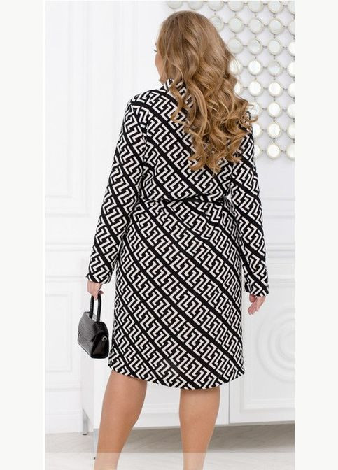 Чорно-білий кежуал сукня жіноча демісезонна, яка стане вашою улюбленою sf-262 чорно-білий, 58-60 Sofia з геометричним візерунком