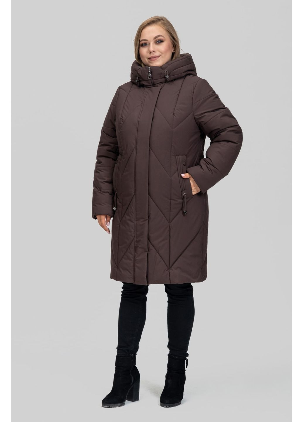 Коричневое зимнее Женское зимнее пальто из плащевки Альбина All Posa (ap102540p) A'll Posa