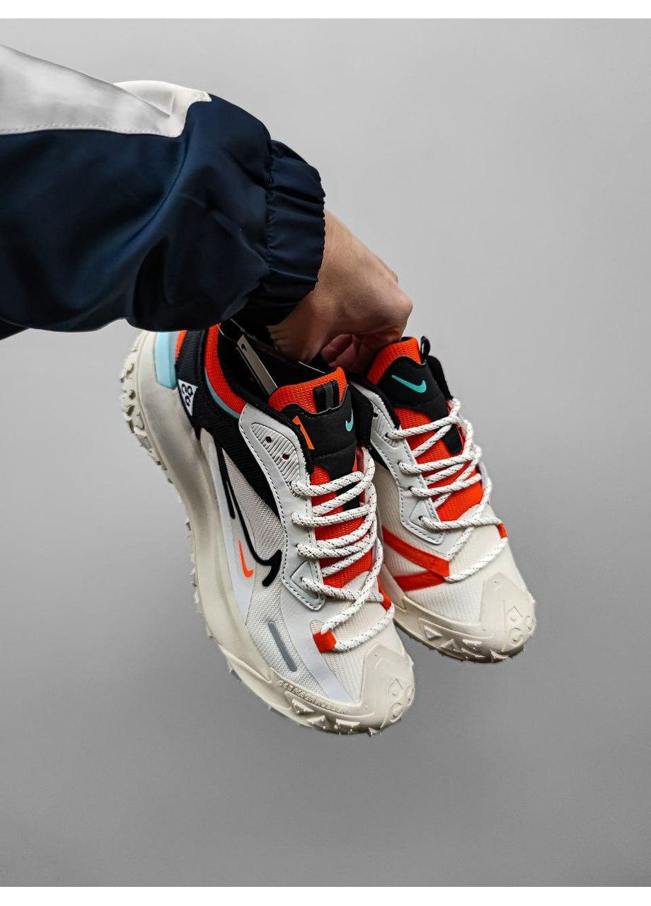 Белые демисезонные кроссовки мужские nike acg mounth fly beige / orange найк асж маунс флай No Brand