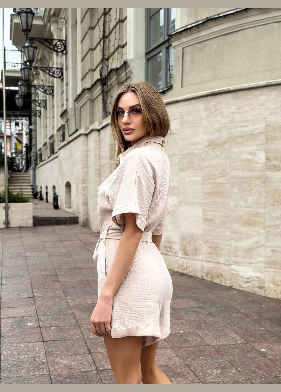 Комбинезон INLABEL однотонний бежевий кежуал