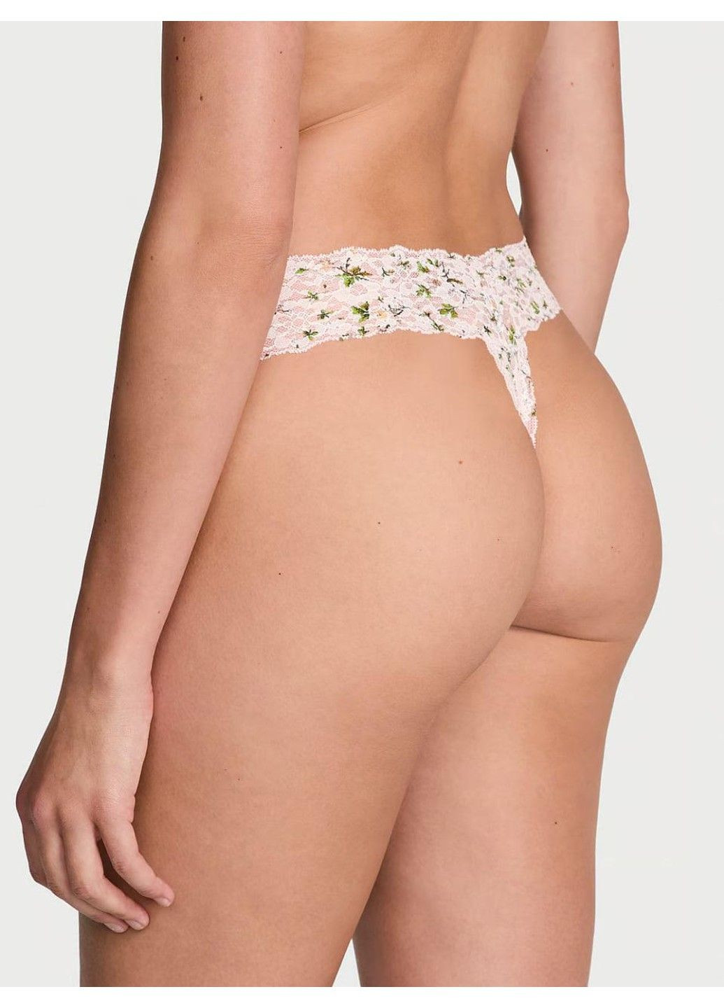 Трусики-стрінги жіночі Lace Thong Panty пудрові Victoria's Secret (348781153)