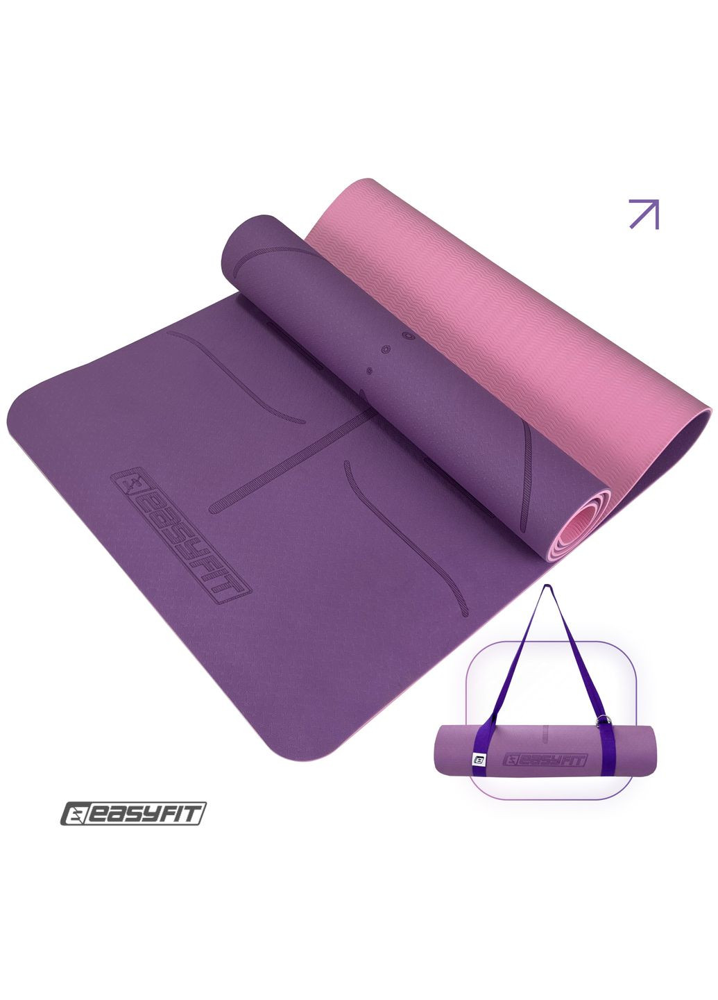 Килимок для йоги та фітнесу Polarity Padma з ремнем EasyFit (361307672)