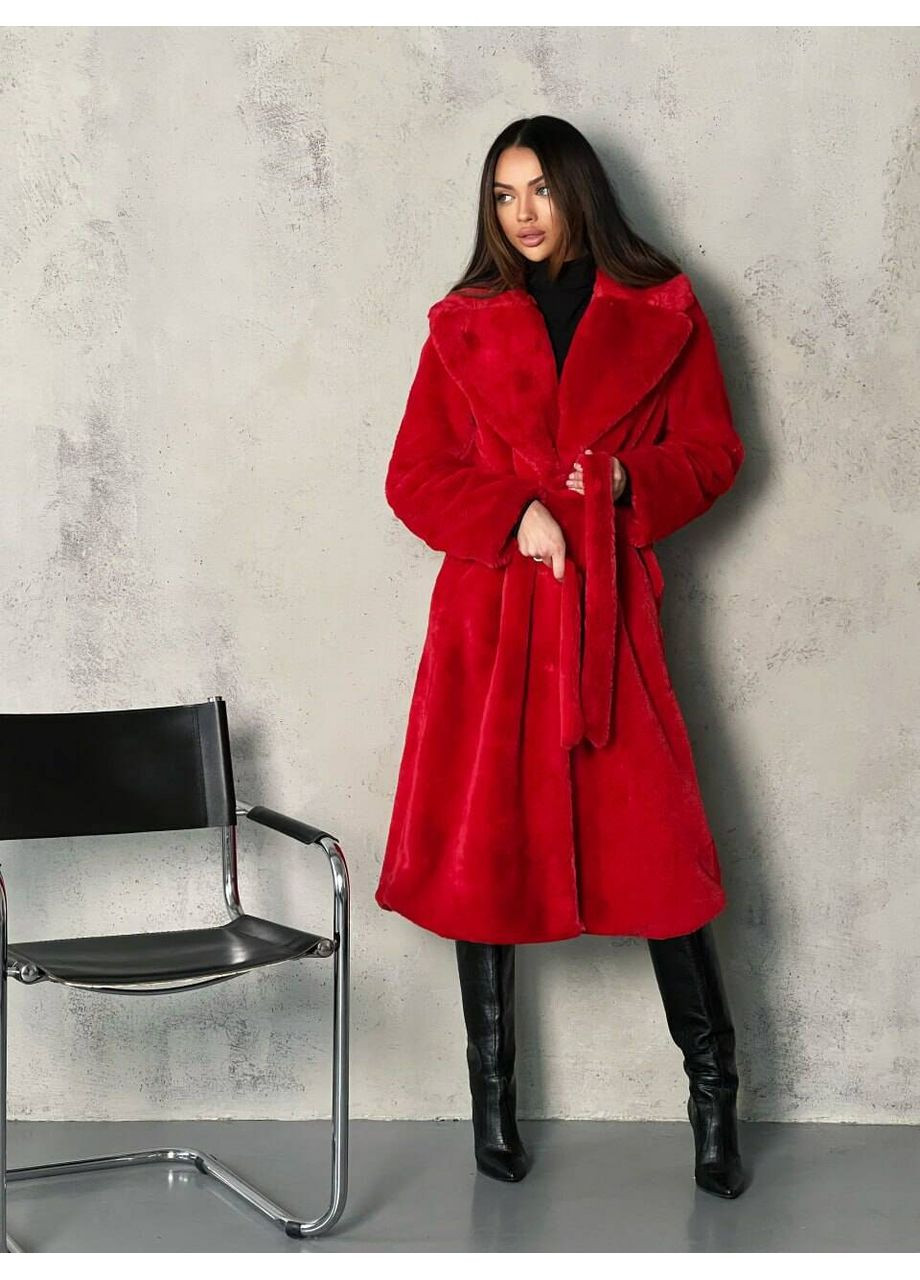 Жіноча шуба MIDI з кишенями та поясом (mil271) milirud (366873516)