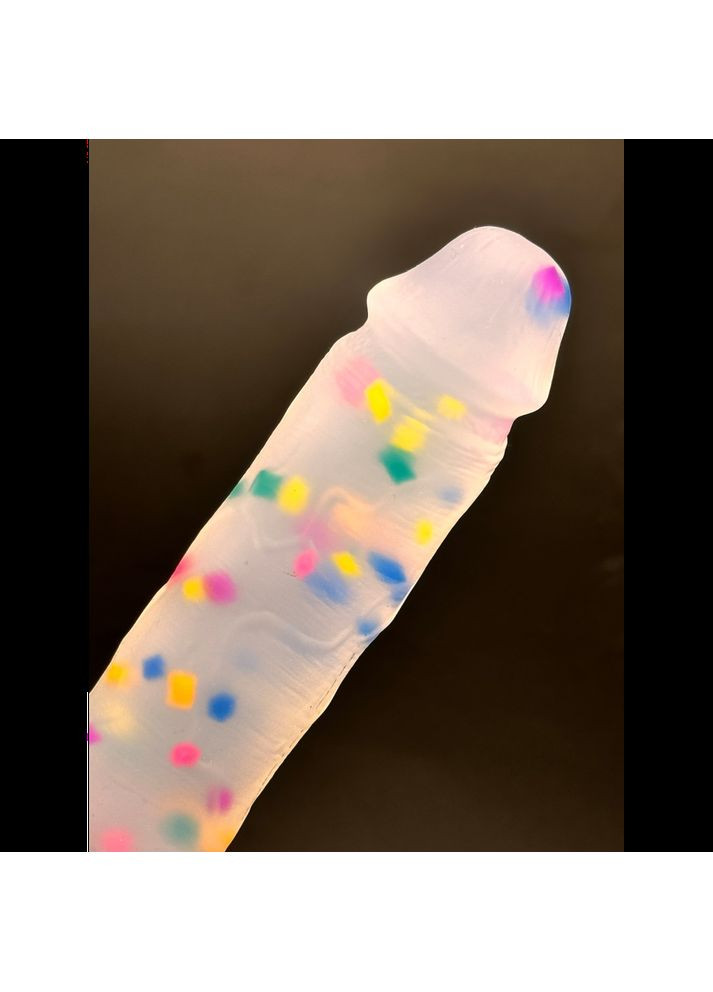 Фаллоімітатор Marty Party XL 22,5 см напівпрозорий з кольоровим вкрапленням всередині силікону Focus (303907058)