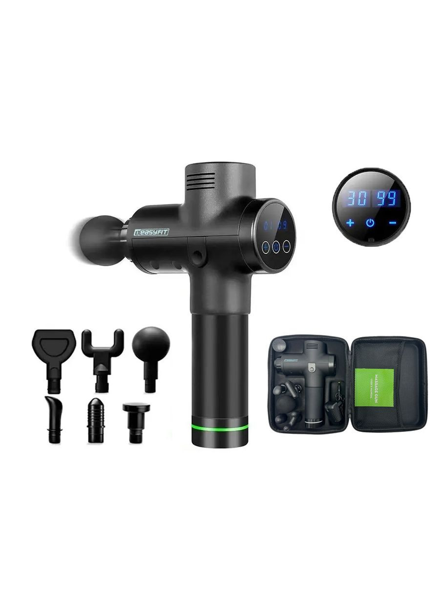 Масажний пістолет Percussio (портативний перкусійний вібромасажер для тіла з 6 насадками) EasyFit (360963514)