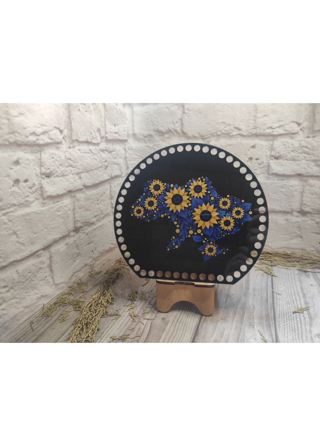 Акрилове денце для сумок та кошиків 20*18см (зрізаний) Мапа України з соняхами No Brand (361204297)