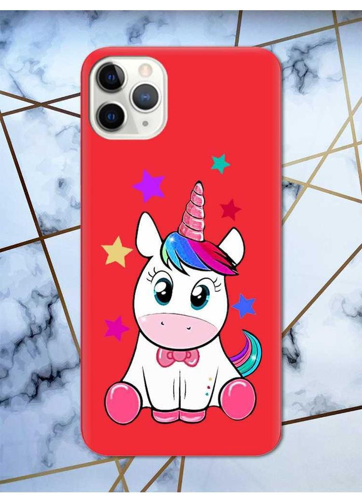 Матовий червоний чохол на iPhone 11 Pro Max (6.5) дизайн Єдиноріг принт 102 Creative (359501290)