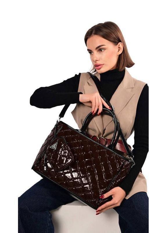 Лаковая бежевая сумка женская Alex&Mia (373393490)