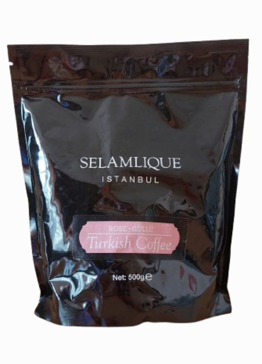 Турецька кава дрібномелена з трояндою 500 г, кава для турки середнього обсмажування, помірно міцна Selamlique (346534623)