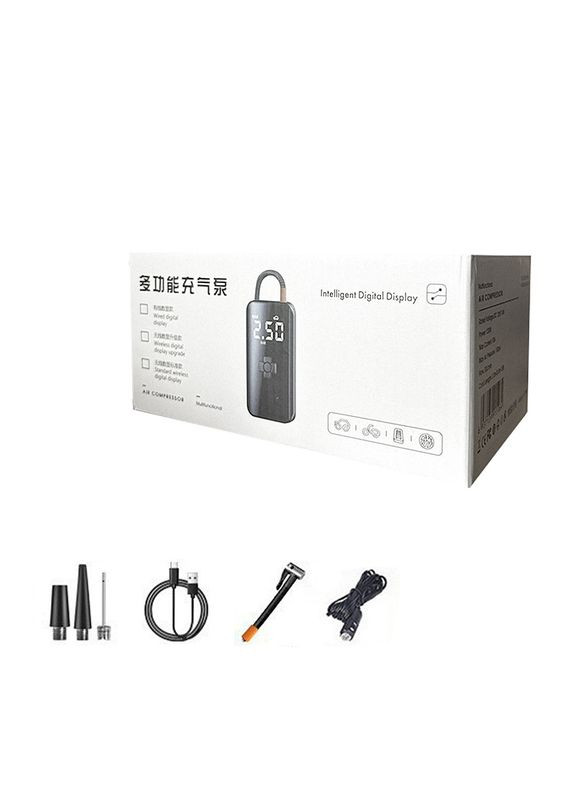 Портативний автомобільний компресор CQB-008-04 бездротовий з дисплеєм ліхтариком Type-C 14 шт Helloleiboo (353828115)