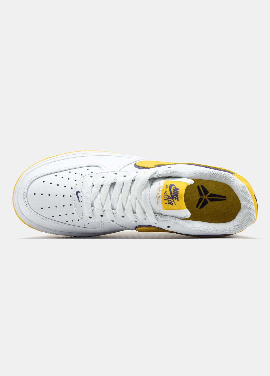 Білі Осінні кросівки чоловічі nike air force 1 kobe bryant white yellow | найк аір форс 1 білі No Brand