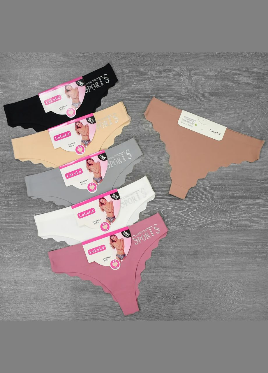 Бесшовные гладкие трусы-танга с эффектом утяжки No Brand Стрінги (316027837)