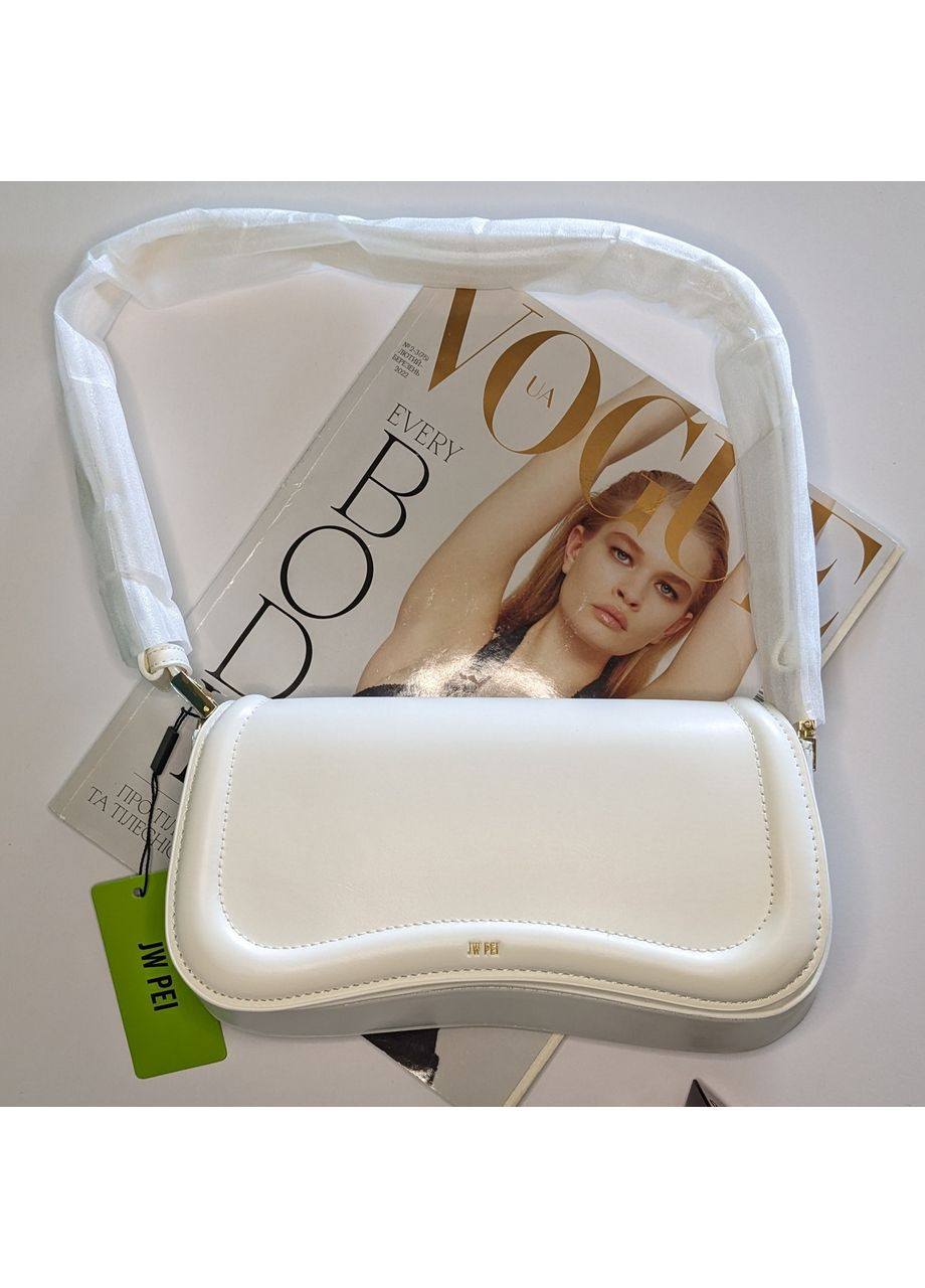 Сумка-багет Joy белого цвета с премиум экокожи с регулируемым ремнем. JW PEI (362588092)