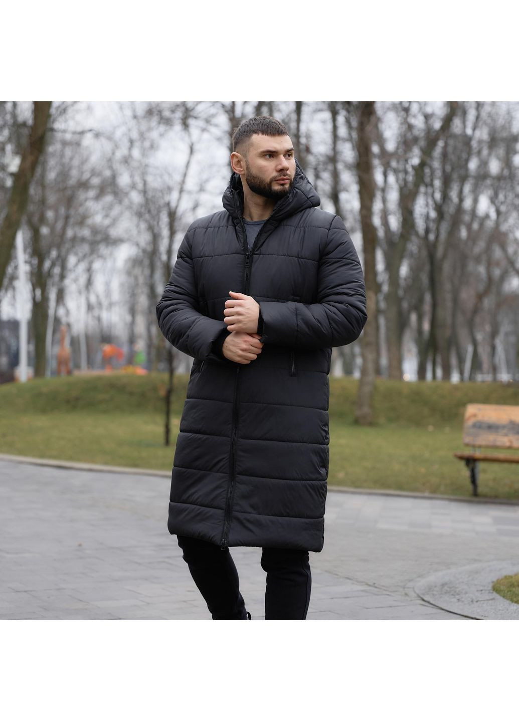 Чорна зимня одний пуховик для хлопця демісезонний куртка стильна якісна утеплена тепла куртка чоловіча класна Intruder