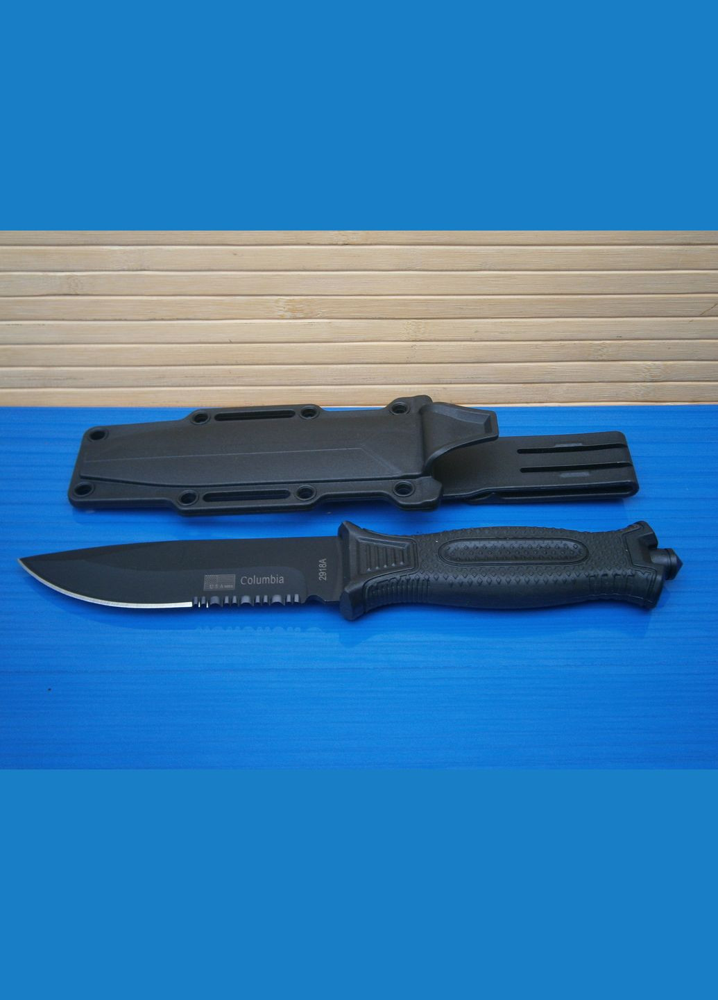 Ніж мисливський 702A з чохлом / серейтор склобій 24 см Columbia (302391906)