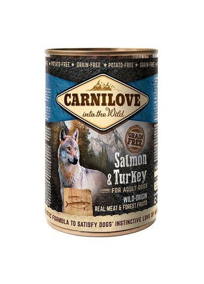Вологий корм для собак Dog k з лососем та індичкою 400 г (8595602529278) Carnilove (364789166)