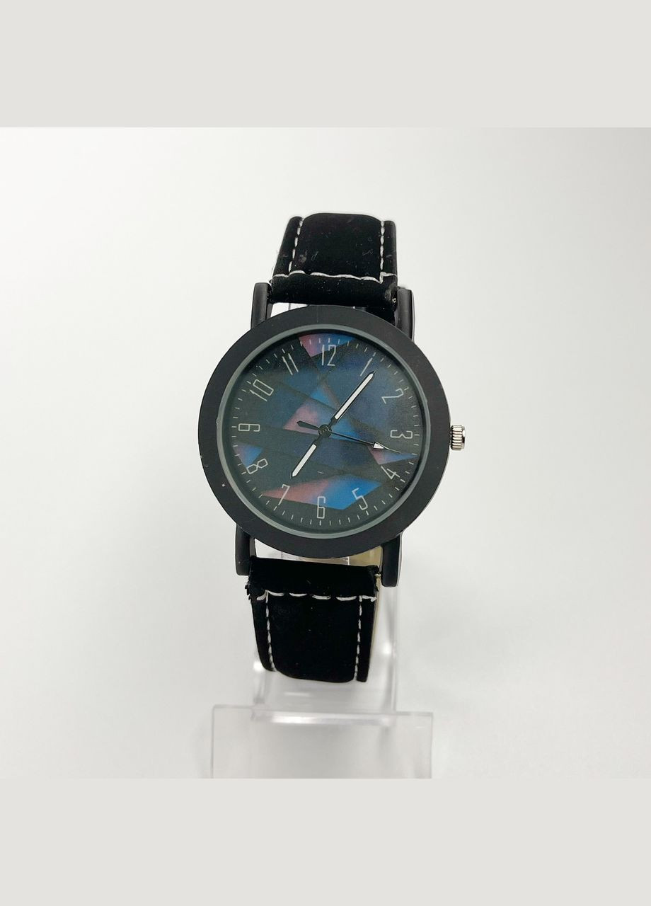 Часы наручные Finding Мужские арабские цифры механизм кварцевый ремешок Эко-кожа Черный Geneva (316660098)