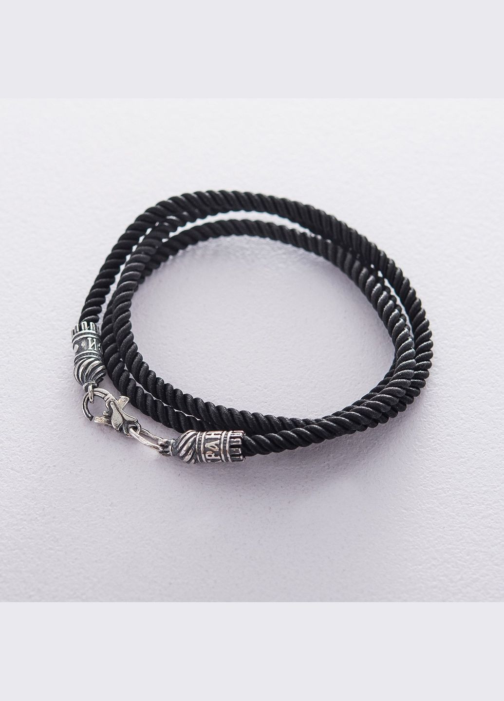 Шелковый шнурок Спаси и сохрани с серебряной застежкой (3мм) 18440 40 Oniks (264025218)