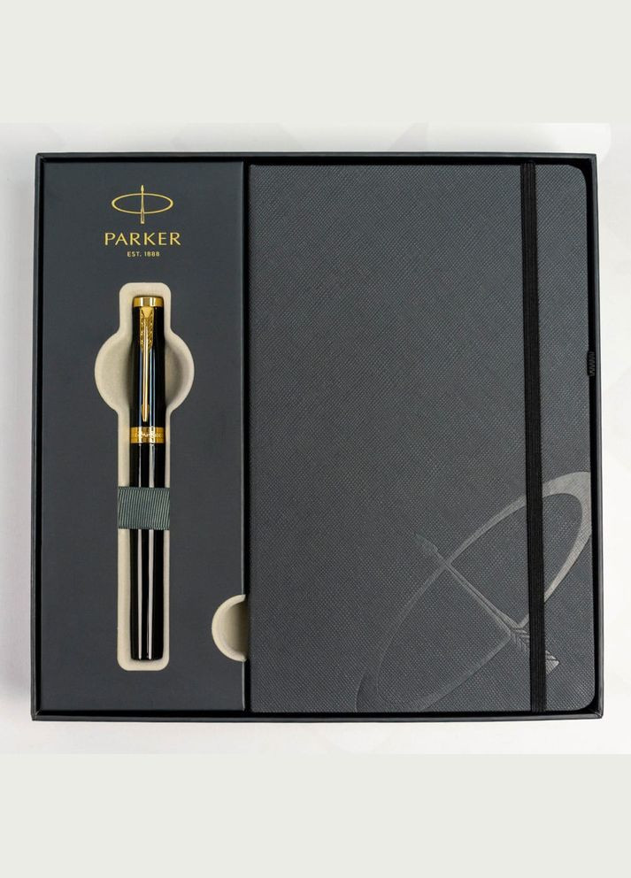 Набор INGENUITY Black Lacquer GT FP F перьевая ручка + блокнот 60 011b24 Parker (319663525)