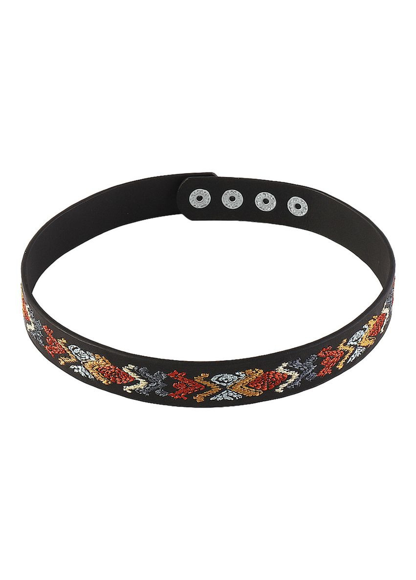 Жіночий чокер з різнокольоровою вишивкою чорний (16-30) No Brand екошкіра (314931140)