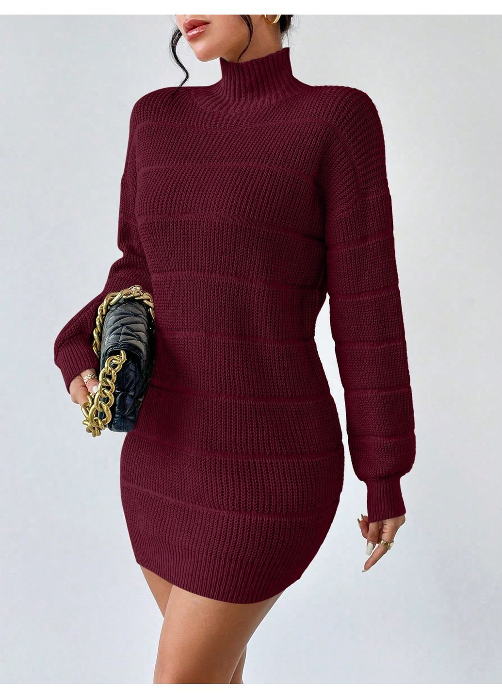 Бордова повсякденний сукня SHEIN однотонна