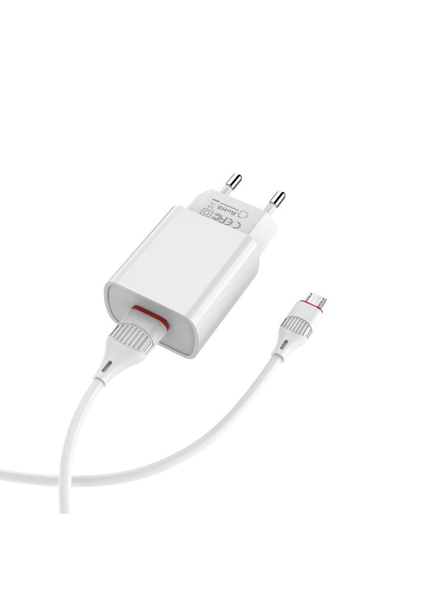 Мережевий зарядний пристрій charger set(Micro) 10.5W White (6931474700735) Borofone BA20A Sharp single port (325420760)