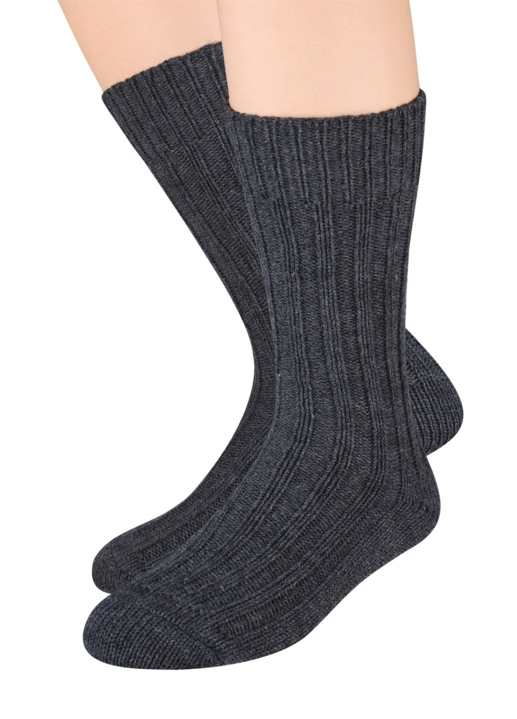Графітові шкарпетки теплі в'язані з вовною 085 wool Steven (354778271)