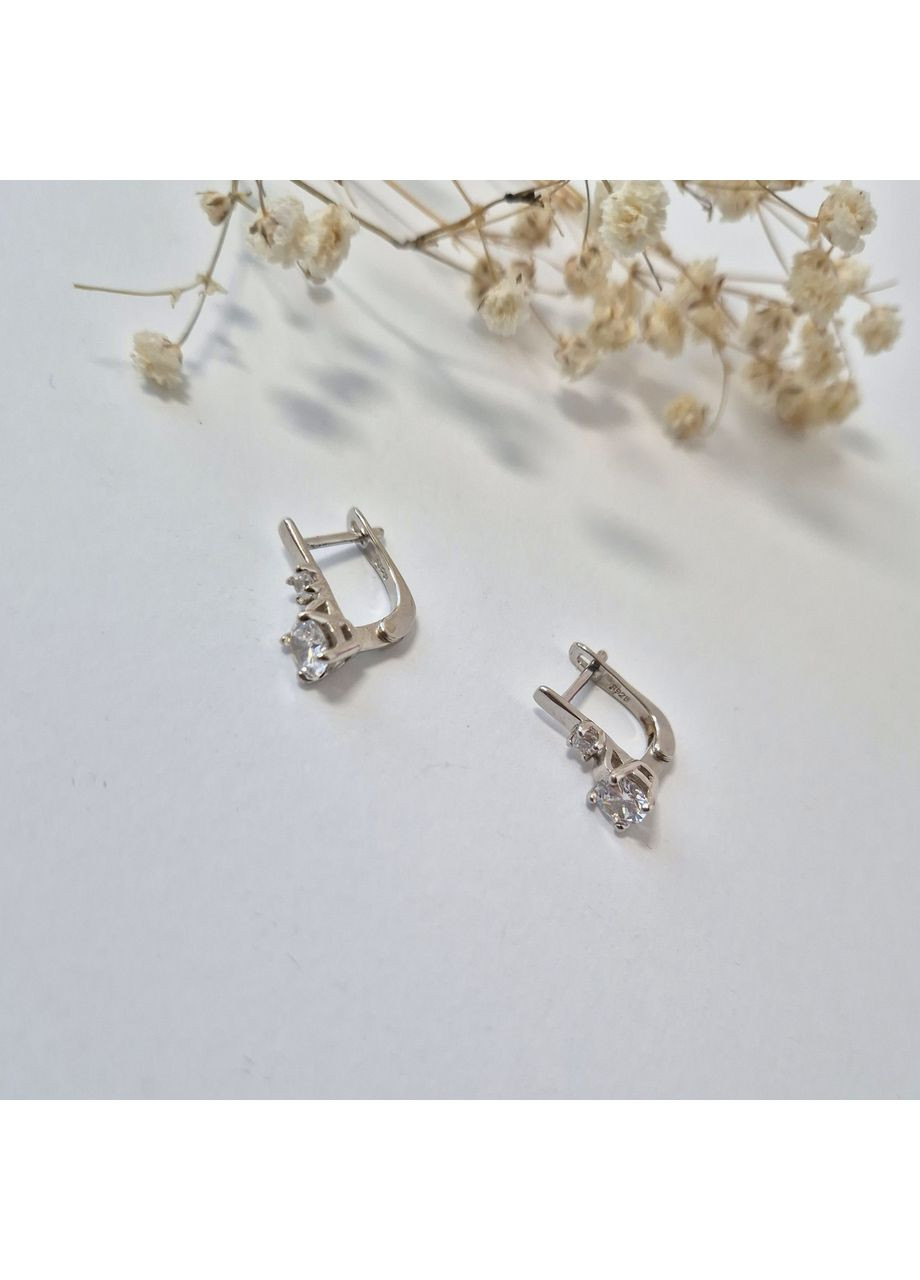 Серебряные серьги Палочки с белыми камнями серебро 925 пробы Родированное 70166с 2.67г No Brand (306741933)