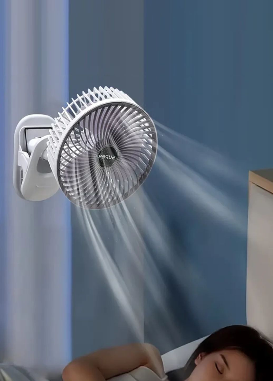 Портативный аккумуляторный мини вентилятор clip+mobile stand VNA10034 с прищепкой и USB-зарядкой Белый VTech (329726870)