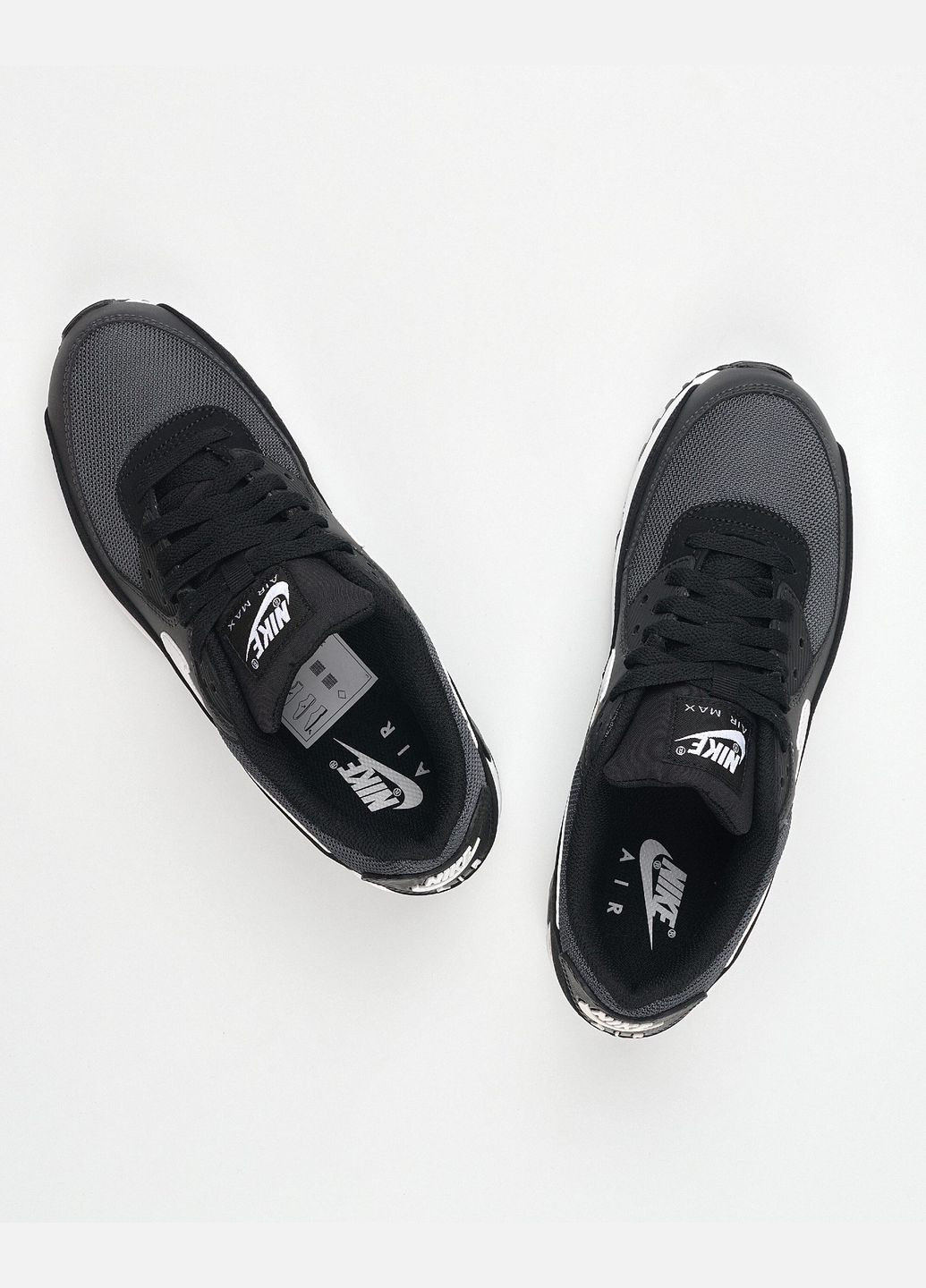 Білі всесезон кросівки чоловічі air max 90 cn8490-002 весна-осінь шкіра текстиль чорні Nike