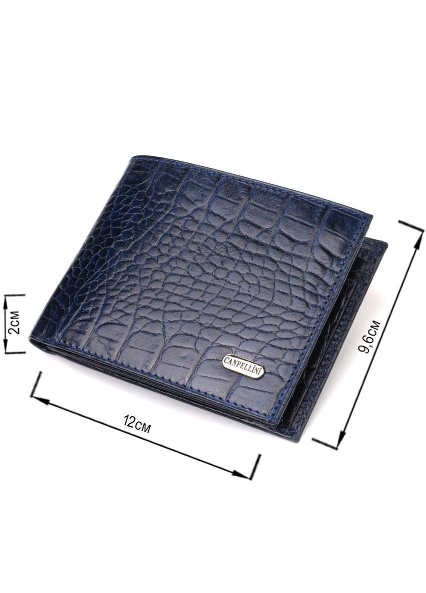 Гарний гаманець для чоловіків з натуральної шкіри з тисненням під крокодила 21924 Синій Canpellini (329150219)