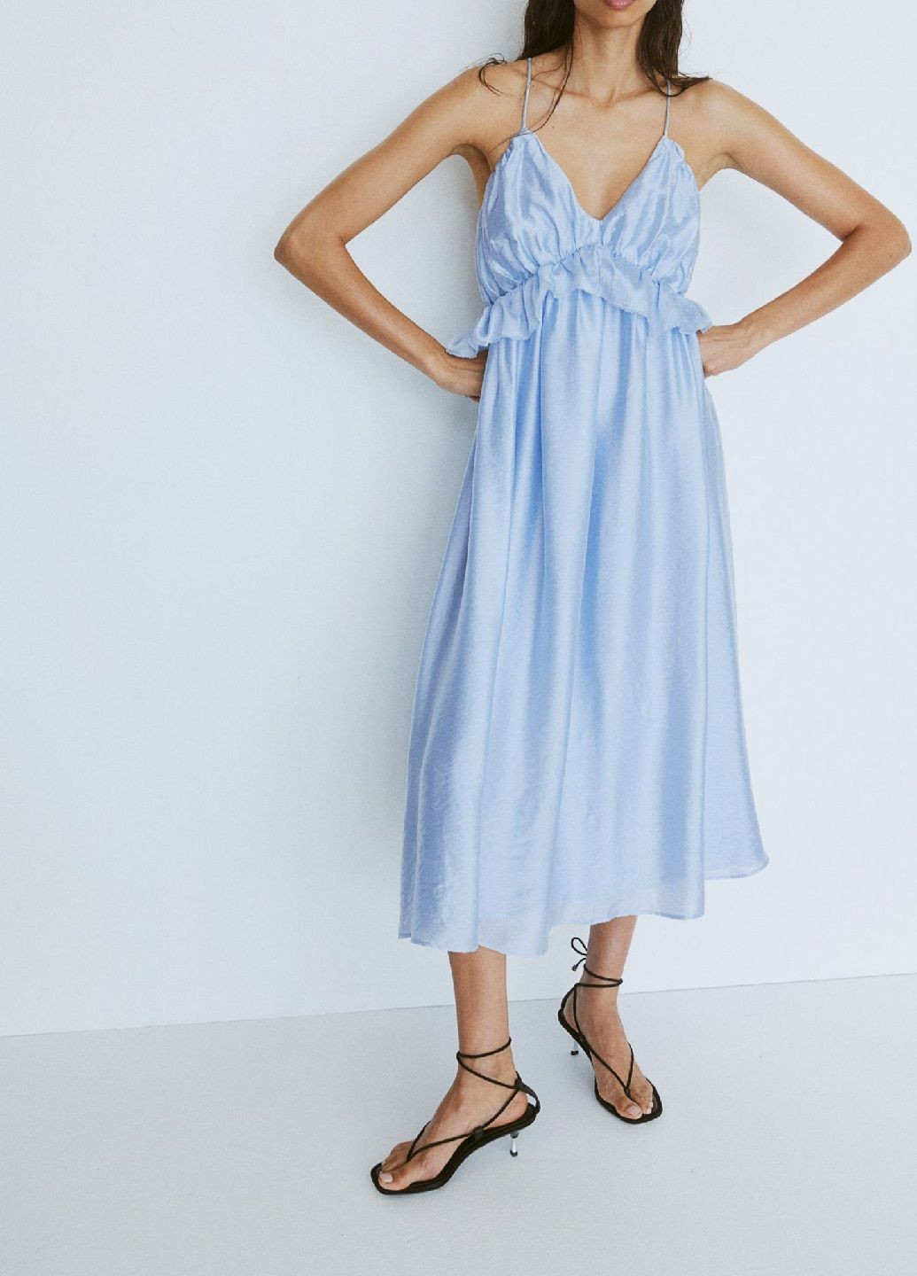 Блакитна святковий сукня H&M з квітковим принтом