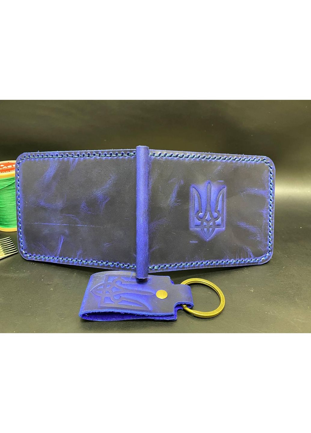 Затиск Для Грошей із Натуральної Шкіри з Гербом Шкіряний Гаманець Набір + Брелок Колір No Brand (356508875)