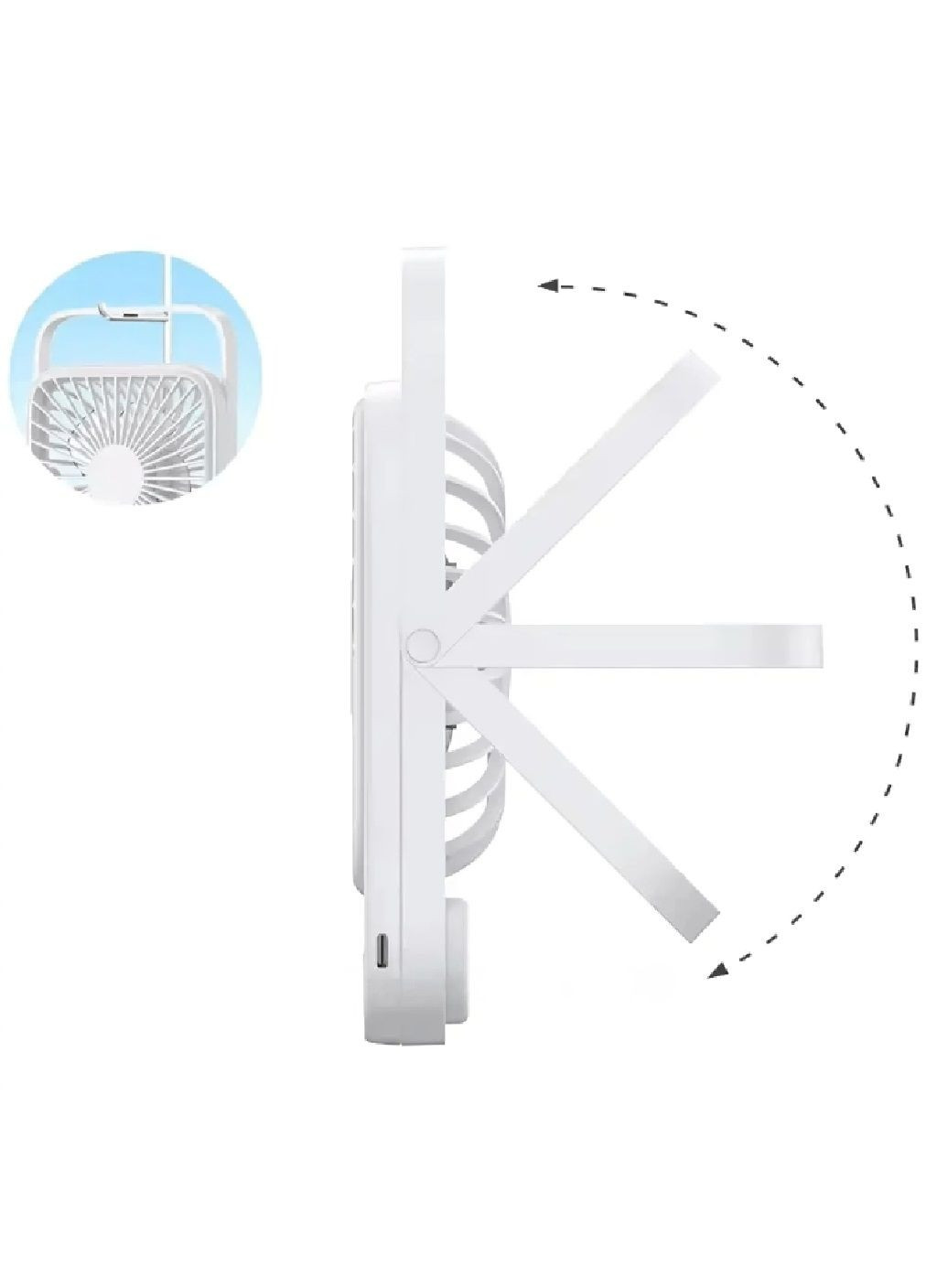 Вентилятор настольный портативный аккумуляторный с зарядкой от USB регулировкой скорости 5000 мА/ч (477852-Prob) Белый Unbranded (300391724)