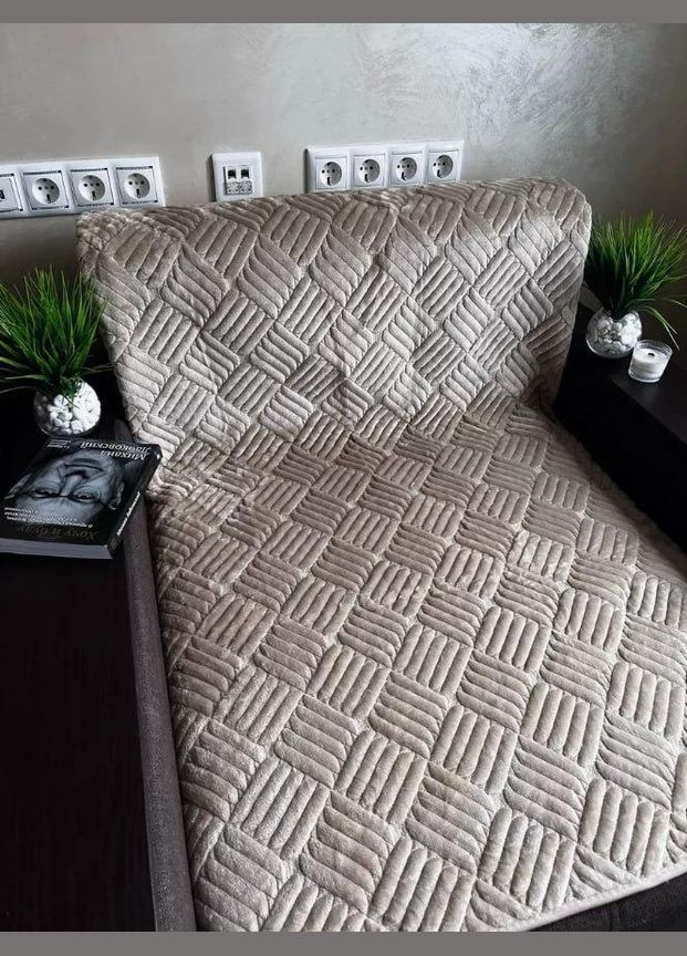 Набір накидок на диван Велюровий універсальний Беж (1101-2-02) No Brand (306633686)