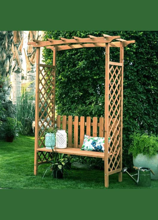 Пергола з лавкою з дерева Жеремі сієна (ПЕМ-000305) No Brand (328960637)