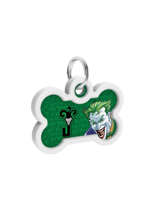 Адресник для собак и котов металлический Smart ID с QR паспортом, рисунок "Джокер зеленый", кость, Дл 40 мм, Ш 28 мм WAUDOG (365061920)