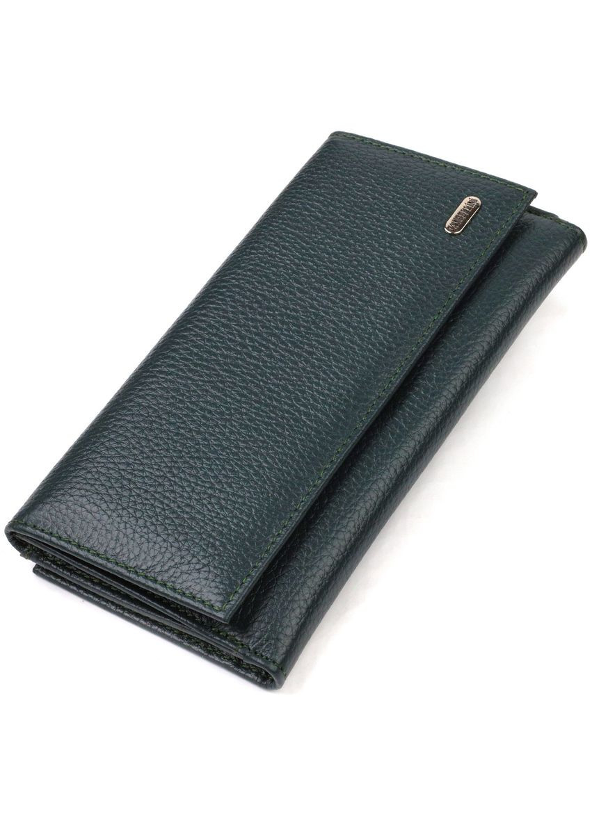 Практический женский портмоне из натуральной кожи флотарий 21854 Зеленый Canpellini (298920703)