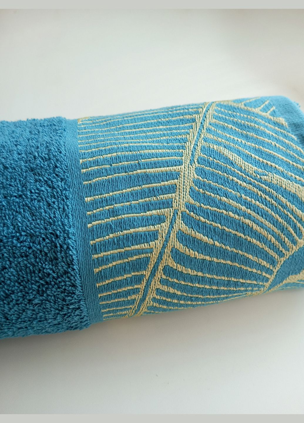 Рушник махровий гладкофарбований бордюр Балі 50х90 Full Textile однотонний синій