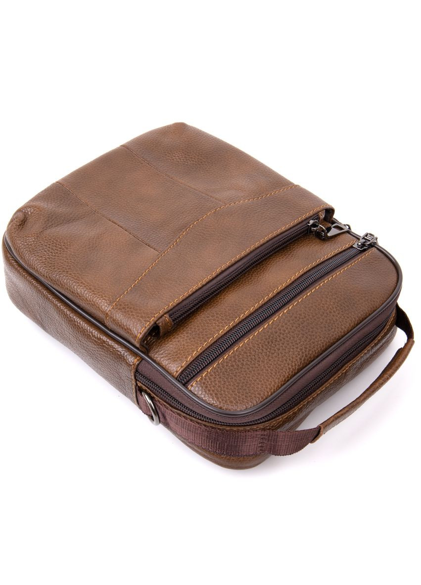 Мессенджер мужской Vintage с потайным карманом из натуральной кожи коричневый (sku_20392) No Brand (328922596)