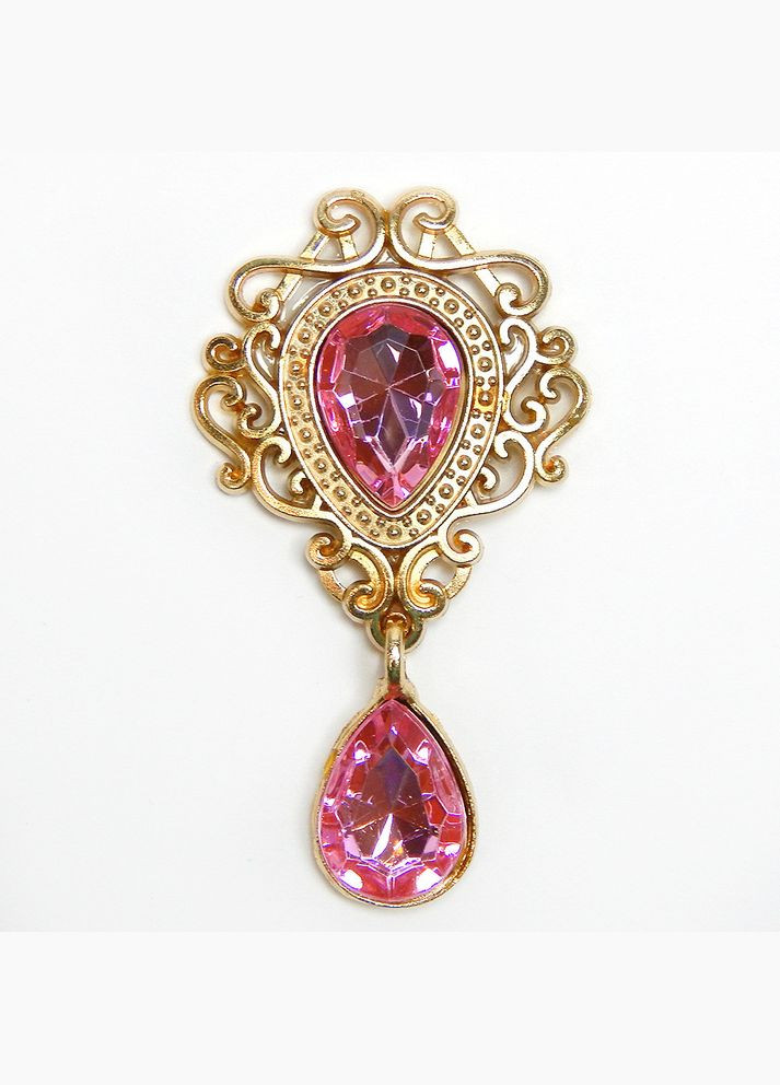 Стразовый декор Капля, ажурная оправа-золото, 50х25 мм, розовый No Brand (341730671)