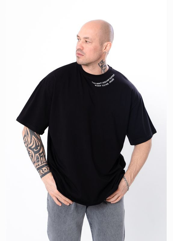 Черная футболка мужская (оверсайз) с коротким рукавом Носи своє