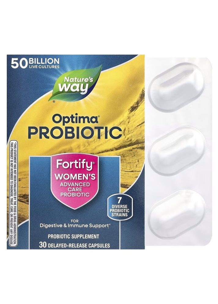 Пробиотик Fortify Optima Women's Probiotic 50 Billion, 30 капсул для женщин Nature's Way (335822521)