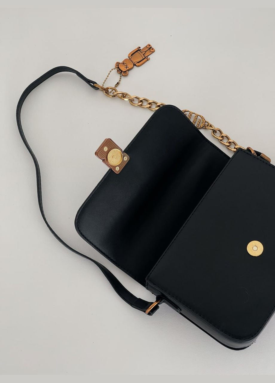 Сумочка через плече з двома ременцями чорний No Brand (322238843)