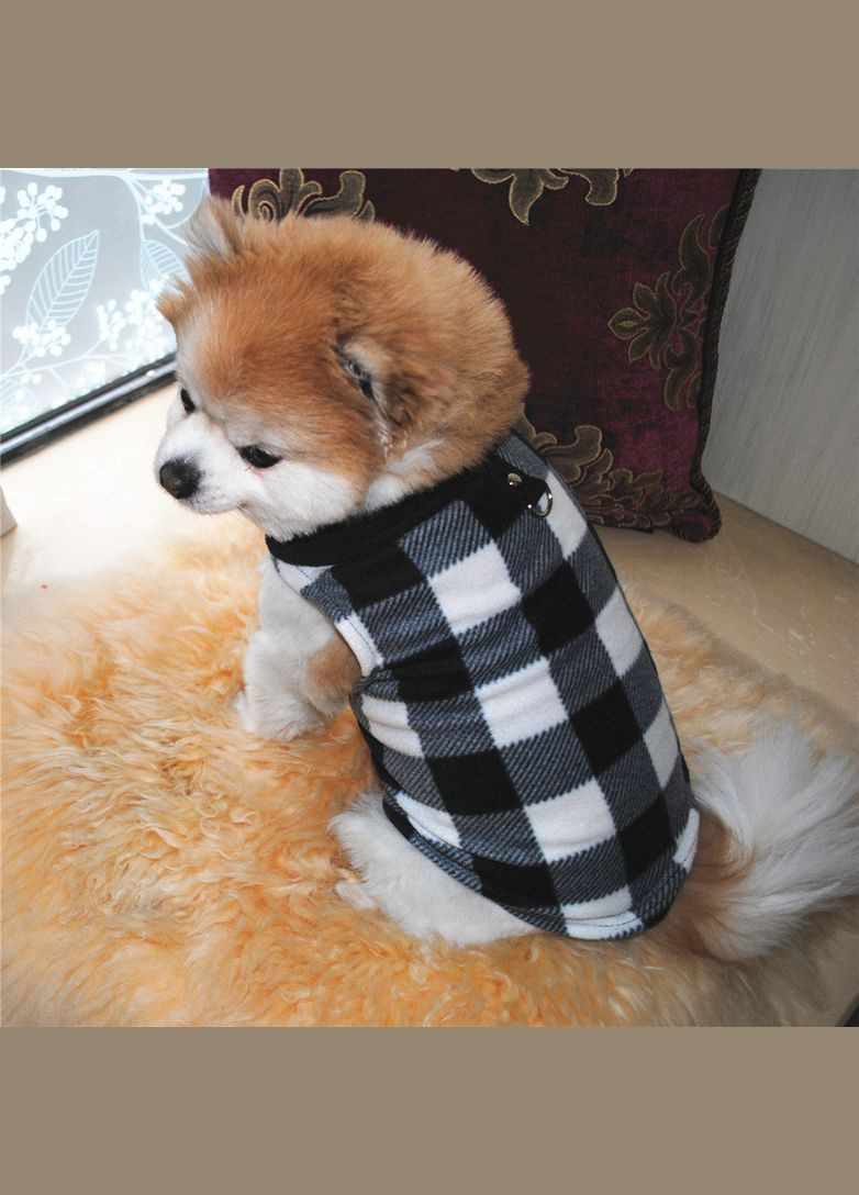 Жилетка для котів з кільцем Pet Style "Клітинка" Чорнобіла XL No Brand - (323232295)