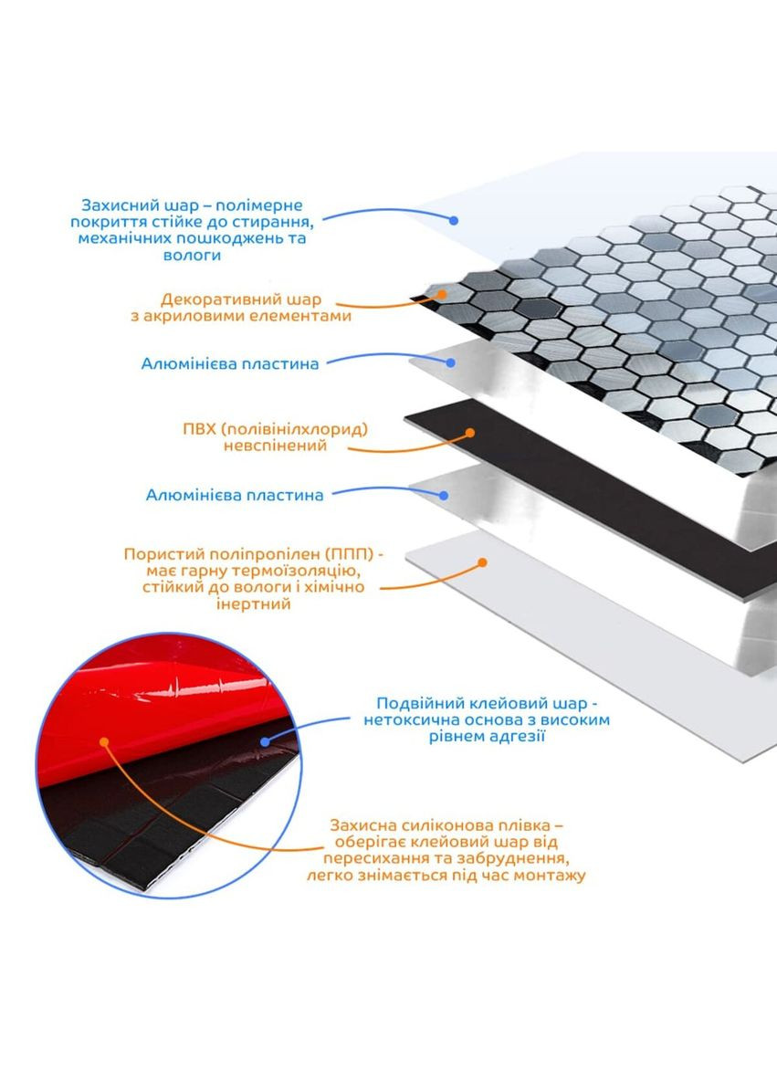 Самоклеюча алюмінієва плитка срібна мозаїка із дзеркальними вставками 300х300х3мм SW-00001928 No Brand (316051143)