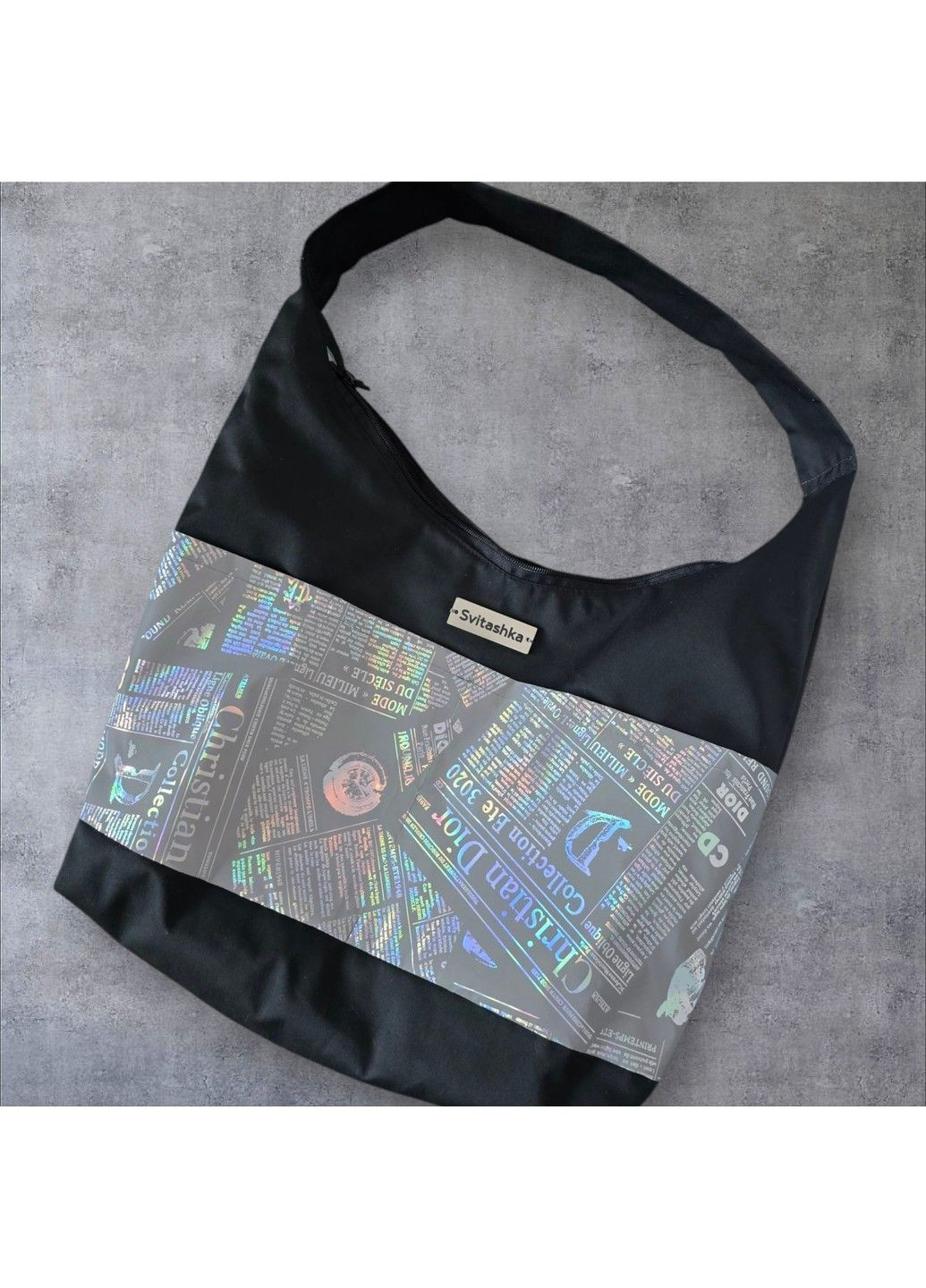 Женская сумка Svitashka Hobo Светоотражающие карманы. Через плечо. Черная No Brand (327100810)
